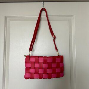 Anthropologie Pink & Red Lindy Woven Clutch